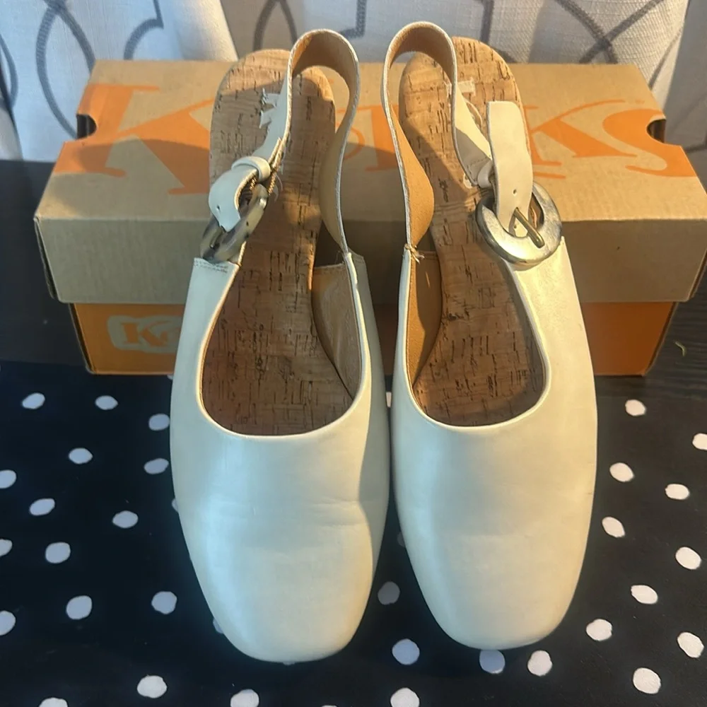 KORKS Womens Blush off white Comfort Slingback Flat - Picture 2 of 5